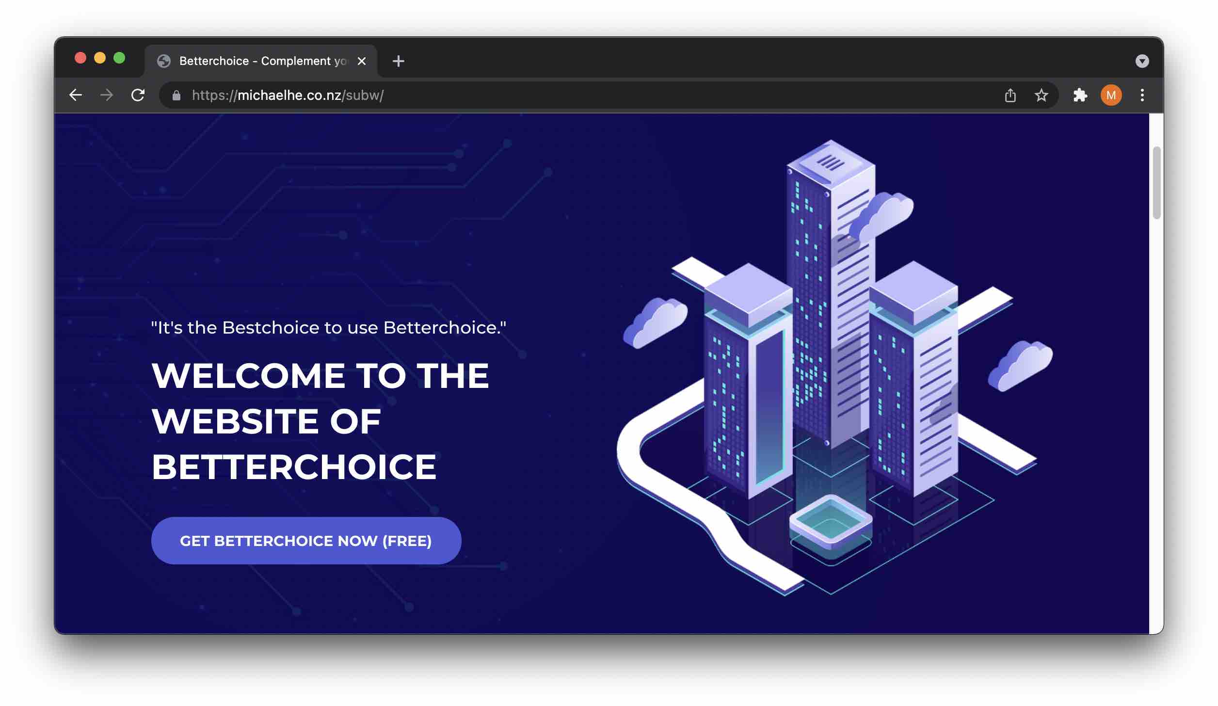 Screenshot of Betterchoice's website